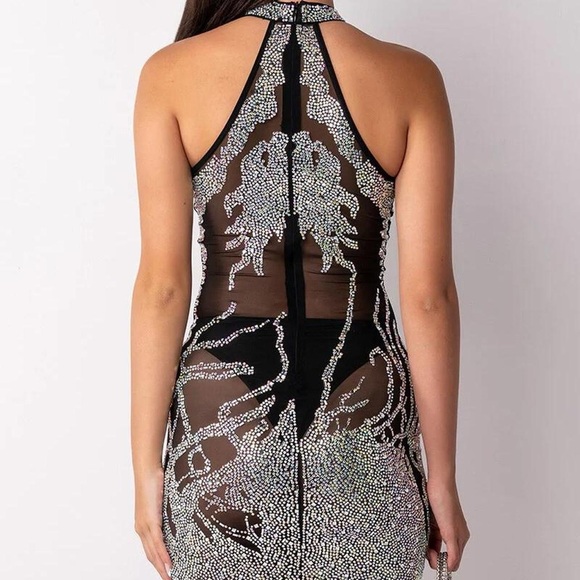 BRAND NEW NEVER WORN Fashion Nova Black and Silver Dress - Picture 3 of 4